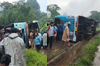 Mangaluru: Express bus overturns near Panambur MCF, several passengers injured